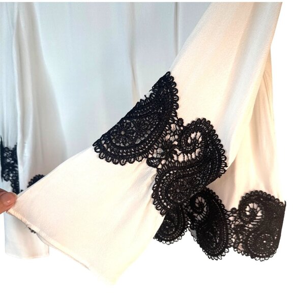 2/$30 ZARA Basic Small White Blouse With Black Lace Trim - Picture 9 of 11